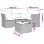 vidaXL Salon de jardin avec coussins 5 Pièces beige résine tressée