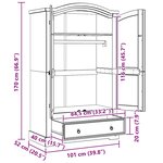 vidaXL Armoire avec tiroir Blanc 101 x 52 x 170 cm Pin massif