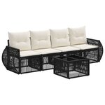 vidaXL Ensemble de canapé de jardin 5 Pièces Noir et blanc crème