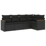 vidaXL Salon de jardin 5 Pièces avec coussins noir résine tressée