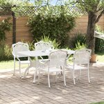 vidaXL Ensemble de salle à manger de jardin 5 pièces en aluminium coulé blanc