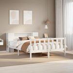 vidaXL Lit bibliothèque sans matelas blanc 160x200 cm bois pin massif