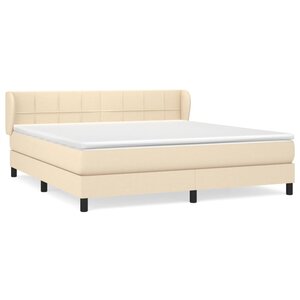 vidaXL Sommier à lattes de lit avec matelas Crème 160x200 cm Tissu