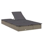 vidaXL Chaise longue à 2 places avec coussins gris résine tressée