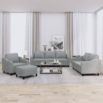 vidaXL Ensemble de canapés 4 Pièces avec coussins Gris clair Tissu
