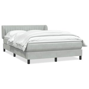 vidaXL Sommier à lattes de lit et matelas gris clair 160x220cm velours