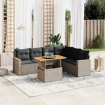 vidaXL Salon de jardin avec coussins 7 Pièces gris résine tressée