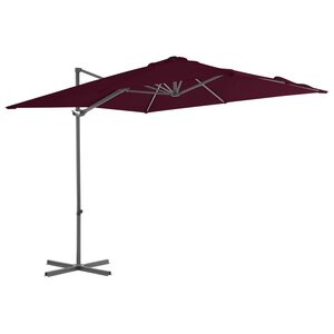 vidaXL Parasol de jardin en porte-à-faux mât en acier rouge bordeaux