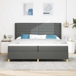 vidaXL Lit à ressorts avec matelas gris foncé 200x200 cm  tissu