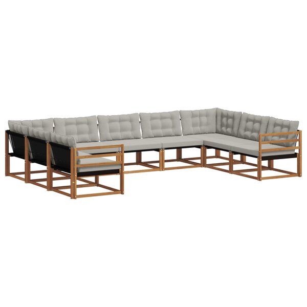vidaXL Ensemble de canapés d'extérieur 9 pc Gris Naturel et Clair