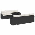 vidaXL Ensemble de canapé de jardin 9 Pièces Noir Poly Rattan