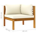 vidaXL Salon de jardin 6 Pièces avec coussin crème Bois d'acacia solide