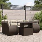 vidaXL Salon de jardin avec coussins 7 Pièces marron résine tressée