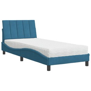 vidaXL Lit avec matelas Hanko bleu 90x190 cm velours
