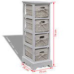 vidaXL Étagère de rangement en bois 4 paniers en tissage Blanc