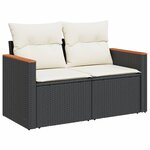 vidaXL Salon de jardin 10 Pièces avec coussins noir résine tressée