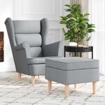 vidaXL Fauteuil avec repose-pied Gris clair Tissu