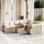 vidaXL Salon de jardin avec coussins 10 Pièces beige résine tressée