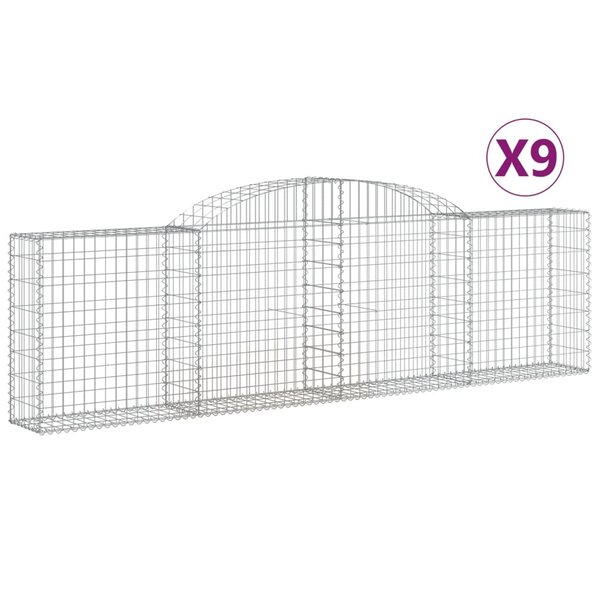 vidaXL Paniers à gabions arqués 9 Pièces 300x30x80/100 cm fer galvanisé