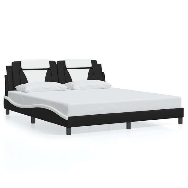 vidaXL Cadre de lit Viana sans matelas noir et blanc 180x200 cm similicuir