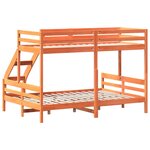 vidaXL Lit superposé 80x200/140x200 cm cire marron bois de pin massif
