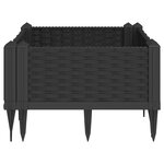 vidaXL Jardinière avec piquets noir 42 5x42 5x28 5 cm PP