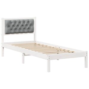 vidaXL Cadre de lit avec tête de lit Gris clair 90 x 200 cm Pin massif