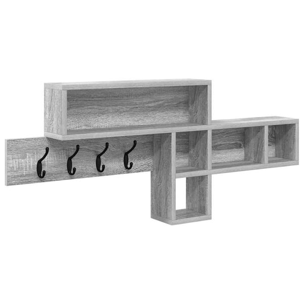 vidaXL Porte-manteau mural avec étagère Sonoma gris 100 x 12 x 43 5 cm
