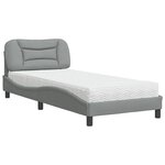 vidaXL Lit avec matelas gris clair 90x190 cm tissu