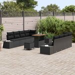 vidaXL Ensemble de canapé de jardin 11 Pièces Noir Poly rotin