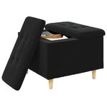 vidaXL Pouf de rangement avec coussin Noir 60 x 60 x 45 cm Velours