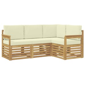 vidaXL Ensemble de canapés d'extérieur 4 Pièces Blanc et crème