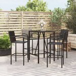 vidaXL Ensemble de bar de jardin 5 Pièces noir résine tressée