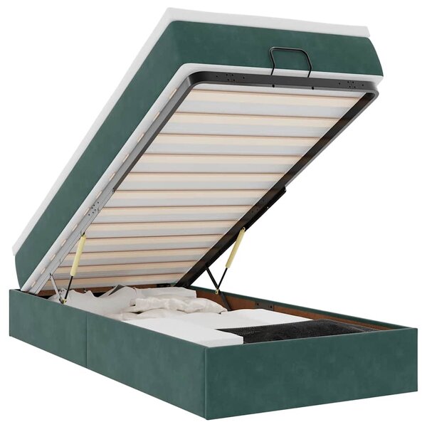 vidaXL Cadre de lit ottoman avec matelas vert foncé 90x190 cm velours