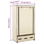 vidaXL Garde-robe Crème 87 x 49 x 159 cm Tissu