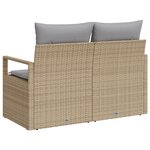 Canapé de jardin 2 places vidaXL avec coussins en rattan poly beige
