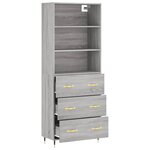 vidaXL Buffet haut Sonoma gris 69 5x34x180 cm Bois d'ingénierie