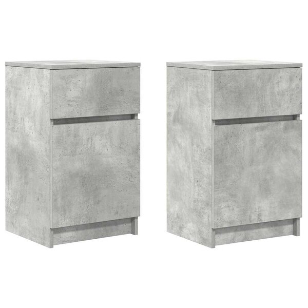 vidaXL Tables de chevet 2 Pièces gris béton 39x35x65 cm bois ingénierie