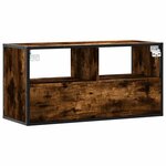 vidaXL Meuble TV chêne fumé 80x31x39 5 cm bois d'ingénierie et métal