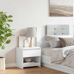 vidaXL Table de chevet blanc brillant 40x30x39 cm bois d’ingénierie