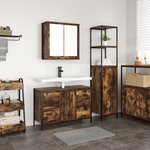 Set de meubles de salle de bain 2 pièces en bois d'ingénierie chêne fumé