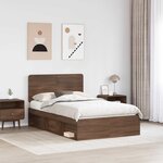 vidaXL Cadre de lit Chêne brun 120 x 200 cm Bois de pin massif