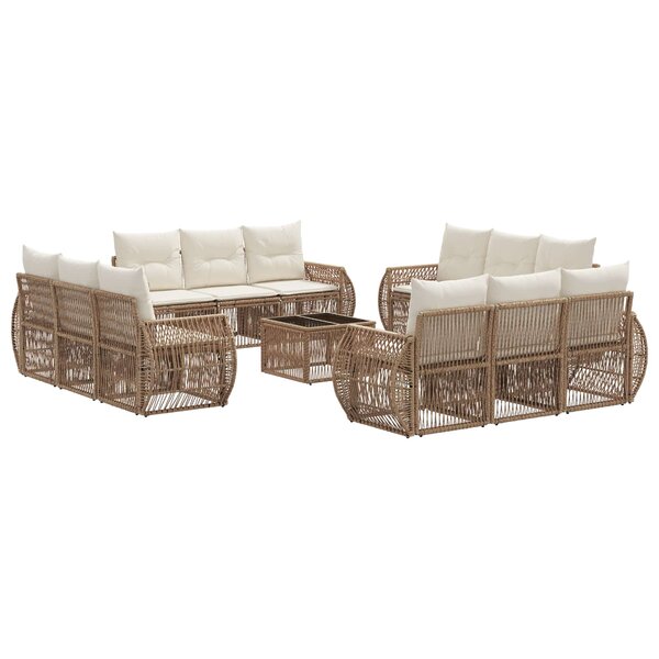 vidaXL Ensemble de canapé de jardin 13 Pièces Beige et blanc crème