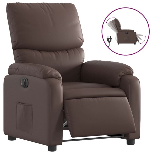 vidaXL Fauteuil inclinable électrique Marron Similicuir
