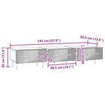 vidaXL Meuble TV Blanc brillant 147 x 34 5 x 30 cm Bois d'ingénierie