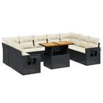 vidaXL Salon de jardin 10 Pièces avec coussins noir résine tressée