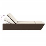 vidaXL Chaise longue double avec coussins marron résine tressée