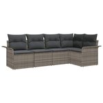 vidaXL Ensemble de canapé de jardin avec coussin 5 Pièces Gris Poly rotin