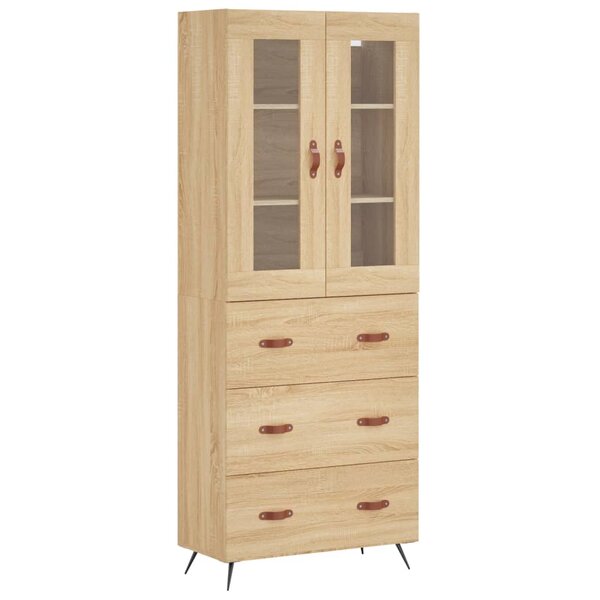 vidaXL Buffet haut Chêne sonoma 69 5x34x180 cm Bois d'ingénierie