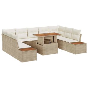 vidaXL Ensemble de salle à manger pour jardin 10 Pièces Beige et crème